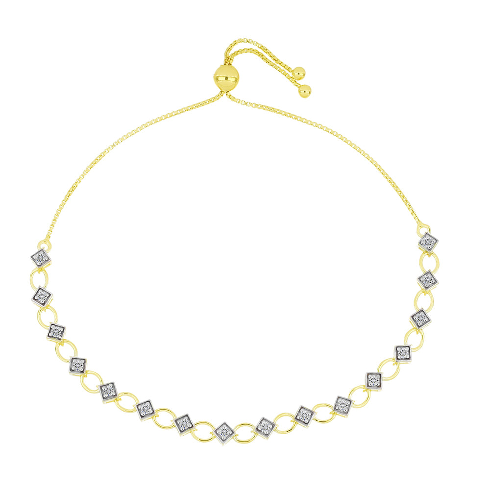 Pulseira de Prata com Banho de Ouro com Diamante certificado e cultivado em laboratório  Contraste: Cabeca de Veado (800)