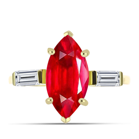 Anel de Prata com Banho de Ouro com Ágata Vermelha e Topázio Branco