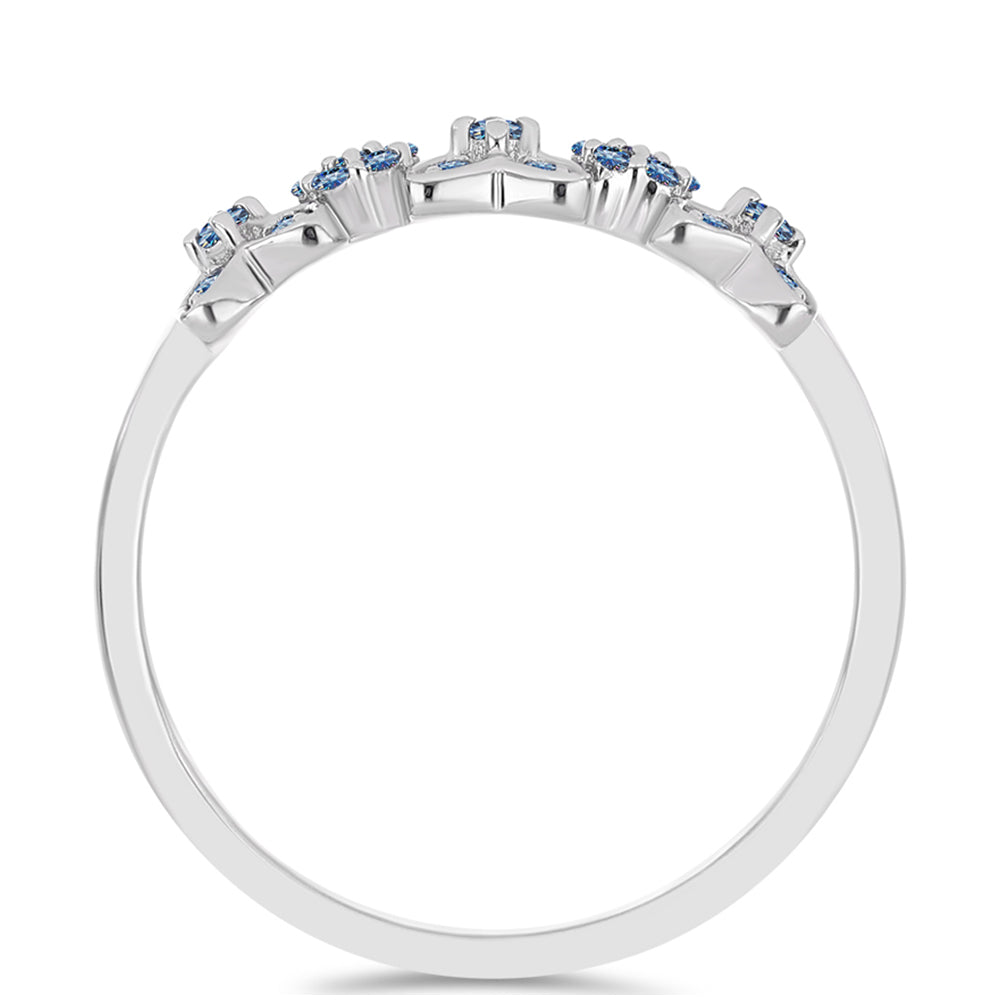 Anel de Prata com Moissanite Azul Oceano