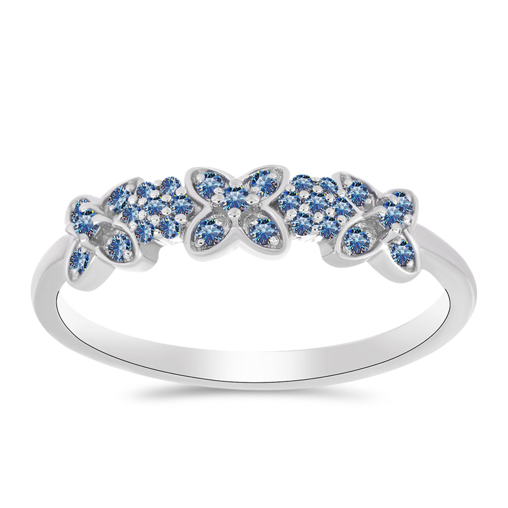 Anel de Prata com Moissanite Azul Oceano 3 