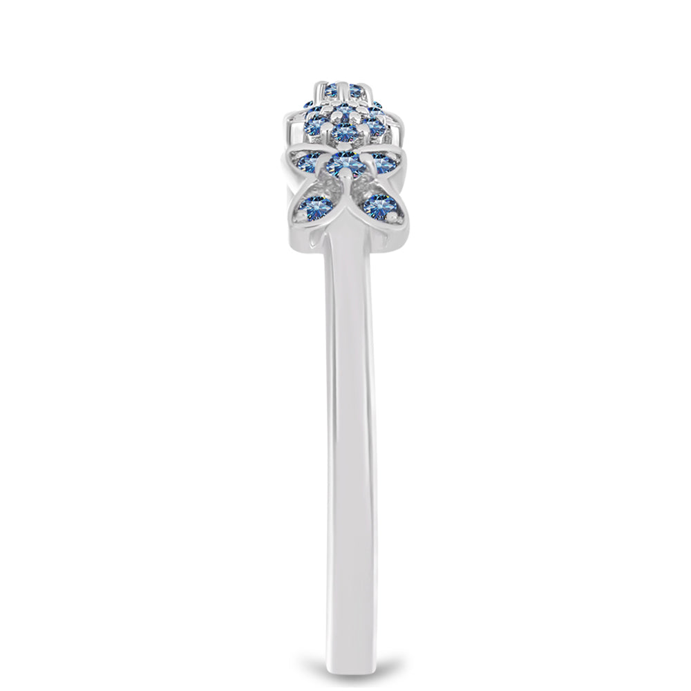 Anel de Prata com Moissanite Azul Oceano 4 
