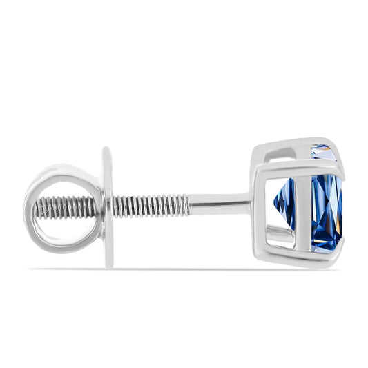 Brincos de Prata com Moissanite Azul Oceano