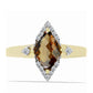 Anel de Prata com Banho de Ouro com Quartzo Cognac e Topázio Branco