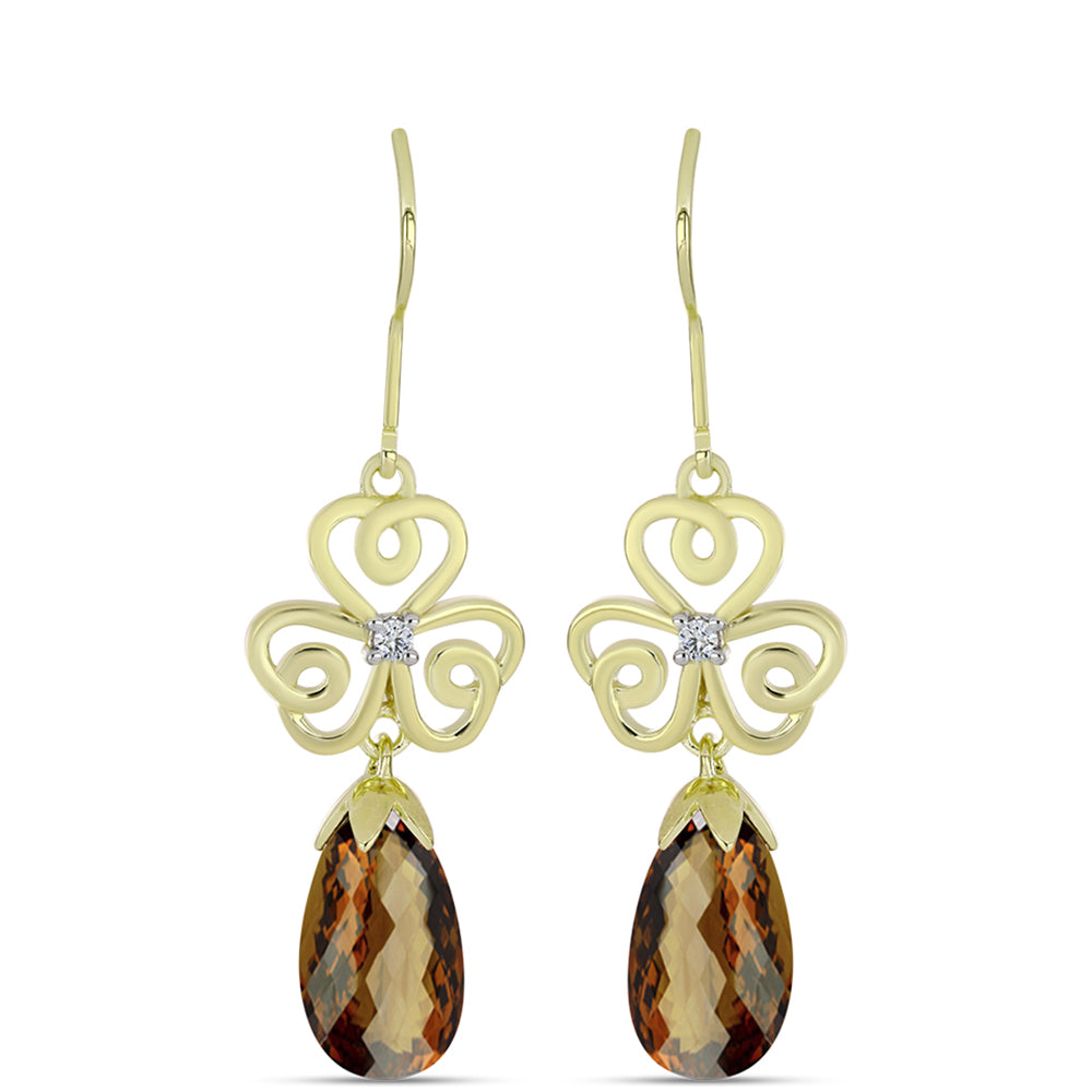 Brincos de Prata com Banho de Ouro com Quartzo Cognac e Topázio Branco 1 