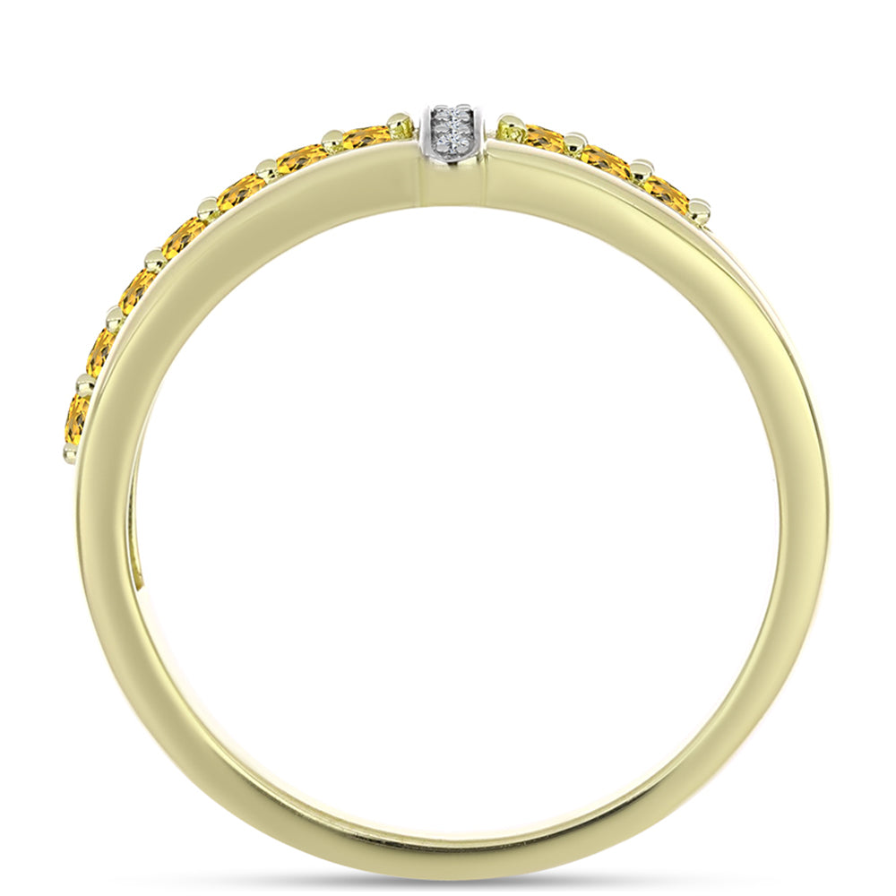 Anel de Prata com Banho de Ouro com Quartzo Cognac e Topázio Branco  Contraste: Cabeca de Veado (800)