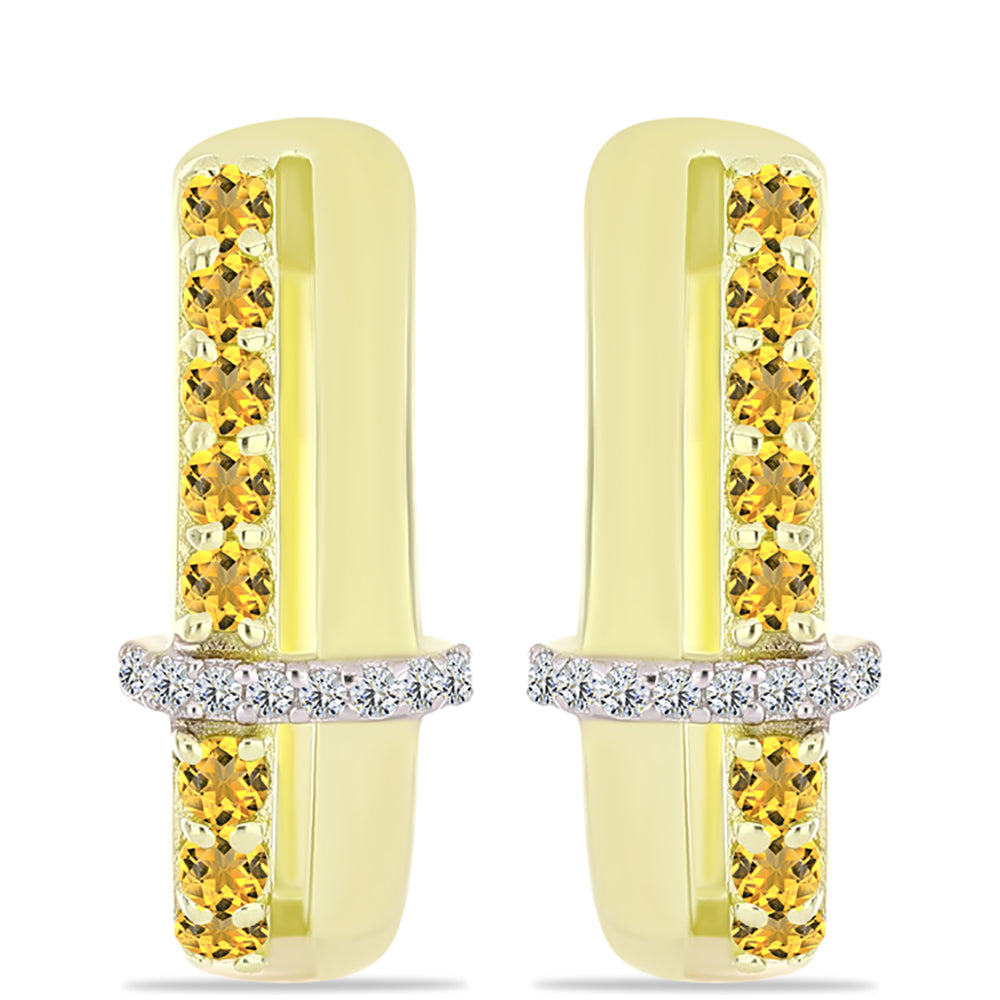 Brincos de Prata com Banho de Ouro com Quartzo Cognac e Topázio Branco