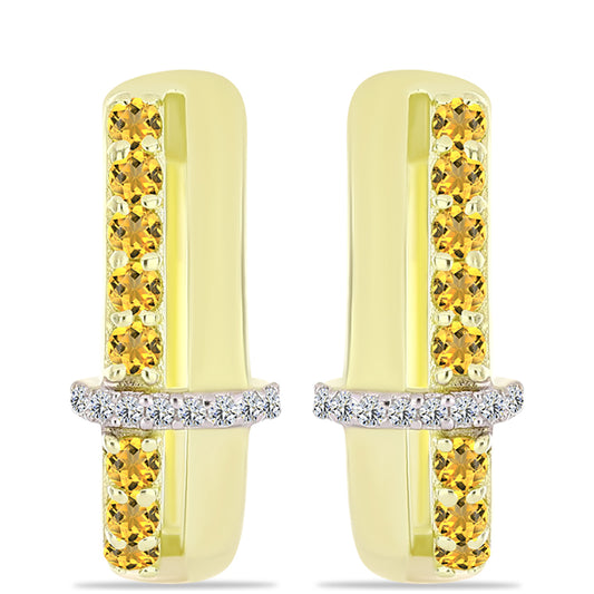 Brincos de Prata com Banho de Ouro com Quartzo Cognac e Topázio Branco