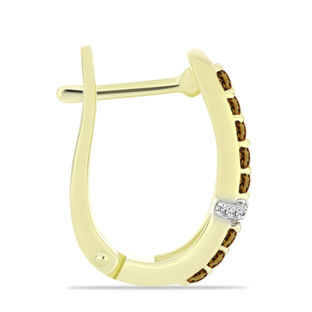 Brincos de Prata com Banho de Ouro com Quartzo Cognac e Topázio Branco