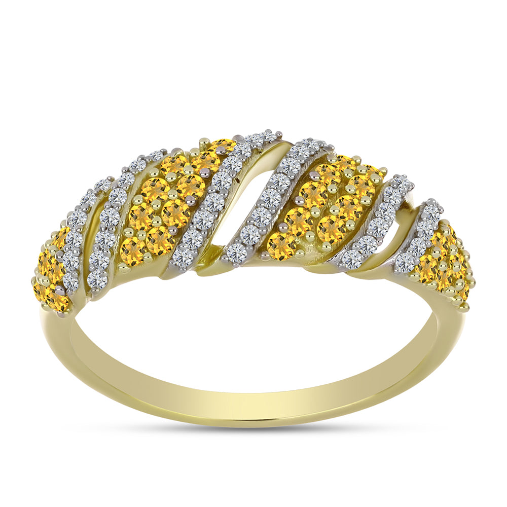 Anel de Prata com Banho de Ouro com Quartzo Cognac e Topázio Branco  Contraste: Cabeca de Veado (800) 3 