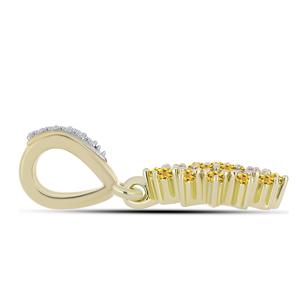 Pendente de Prata com Banho de Ouro com Quartzo Cognac e Topázio Branco 2 