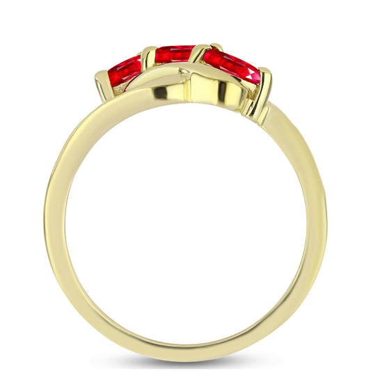 Anel de Prata com Banho de Ouro com Ágata Vermelha