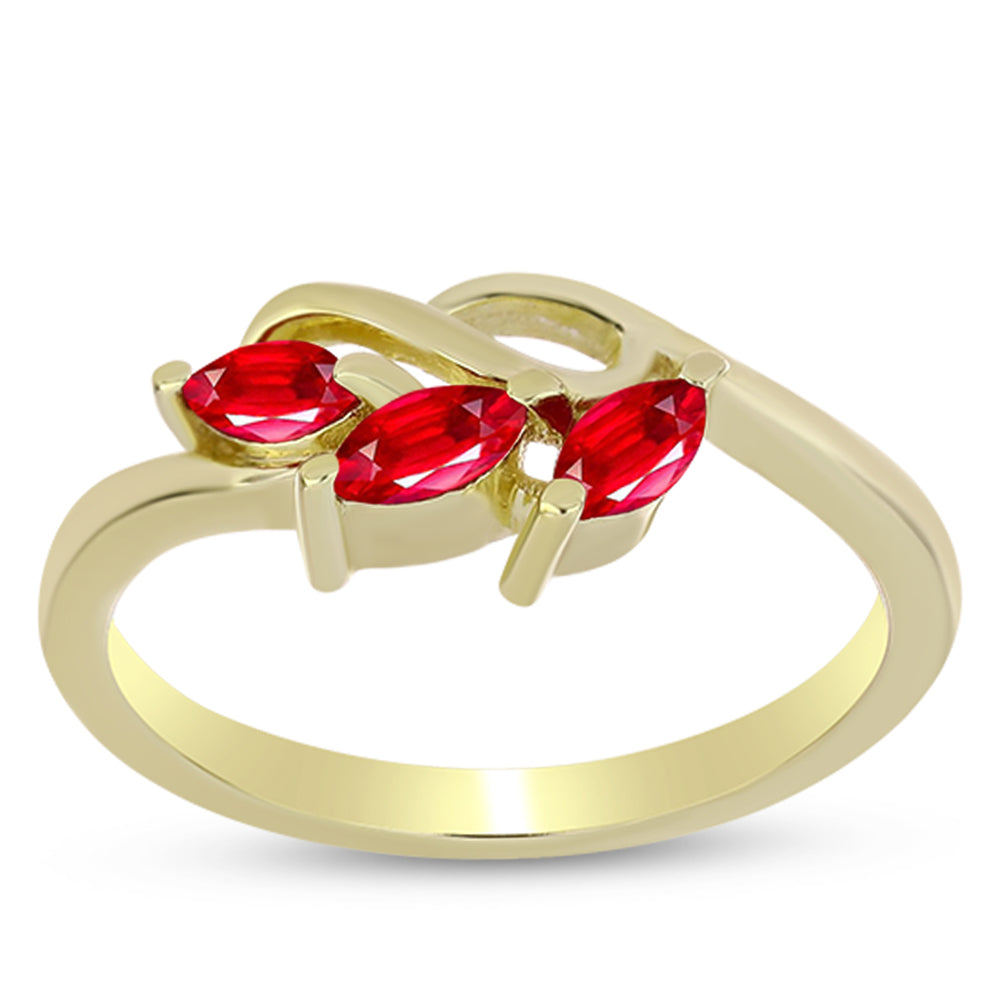 Anel de Prata com Banho de Ouro com Ágata Vermelha 3 