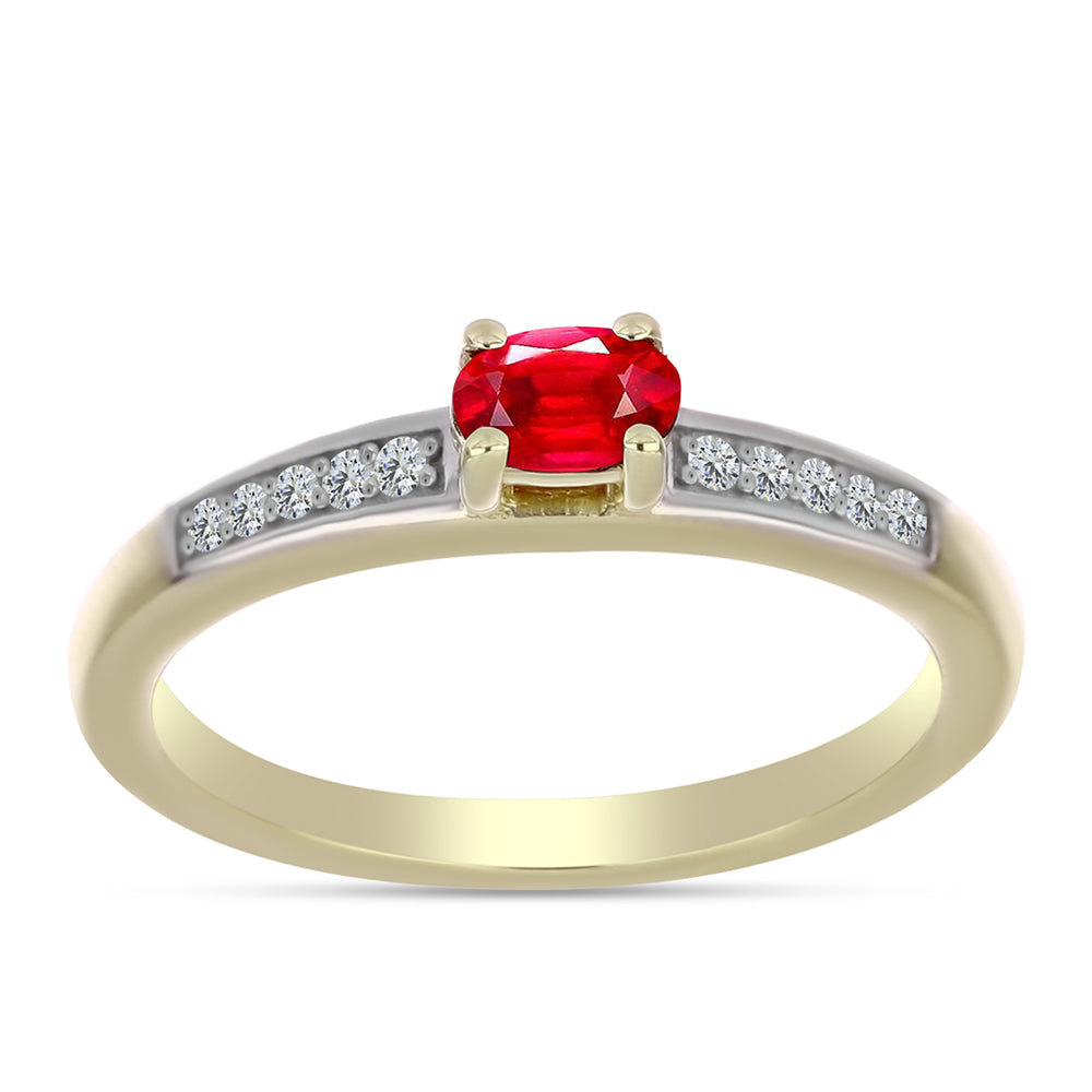 Anel de Prata com Banho de Ouro com Ágata Vermelha e Topázio Branco 1 