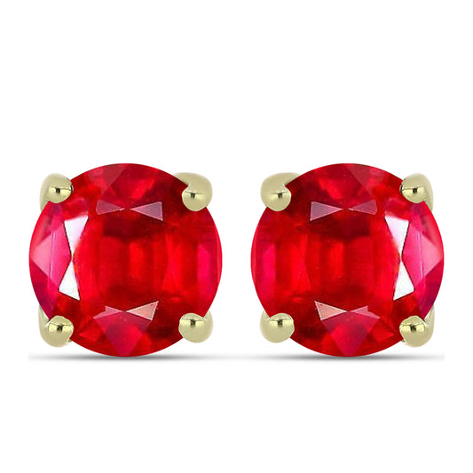 Brincos de Prata com Banho de Ouro com Ágata Vermelha