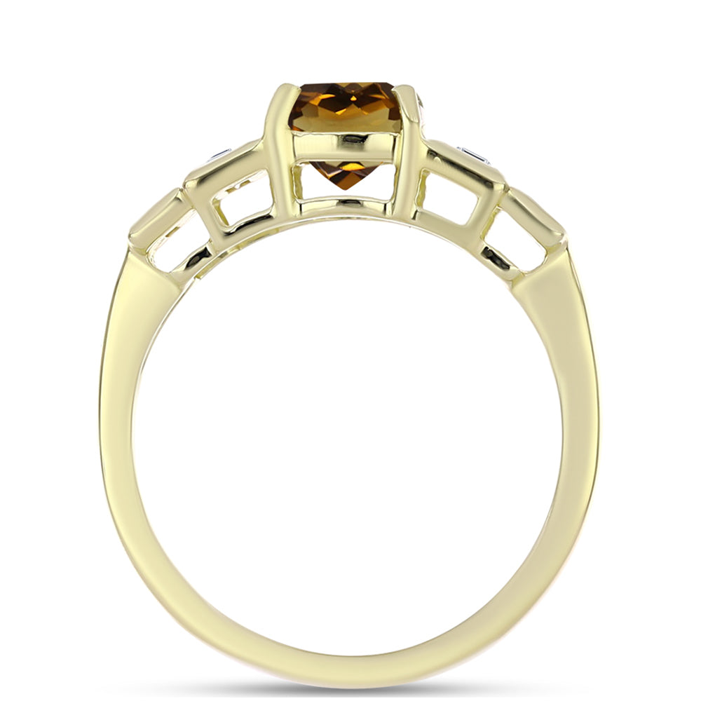 Anel de Prata com Banho de Ouro com Quartzo Cognac e Zircão Branco 2 