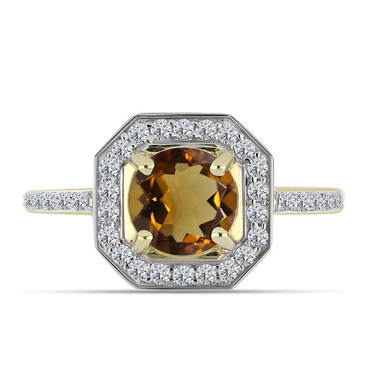 Anel de Prata com Banho de Ouro com Quartzo Cognac e Topázio Branco