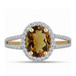 Anel de Prata com Banho de Ouro com Quartzo Cognac e Topázio Branco
