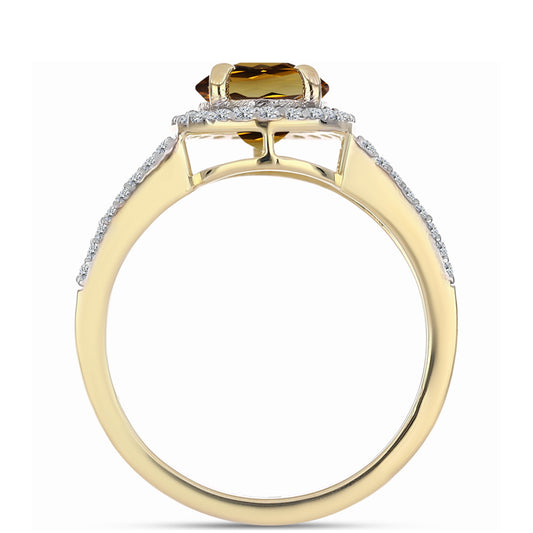 Anel de Prata com Banho de Ouro com Quartzo Cognac e Topázio Branco