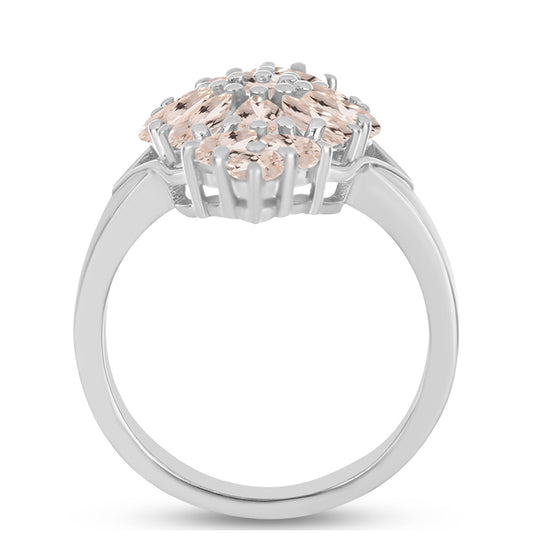 Anel de Prata com Morganita de Gozareh  Contraste: Cabeca de Veado (800)