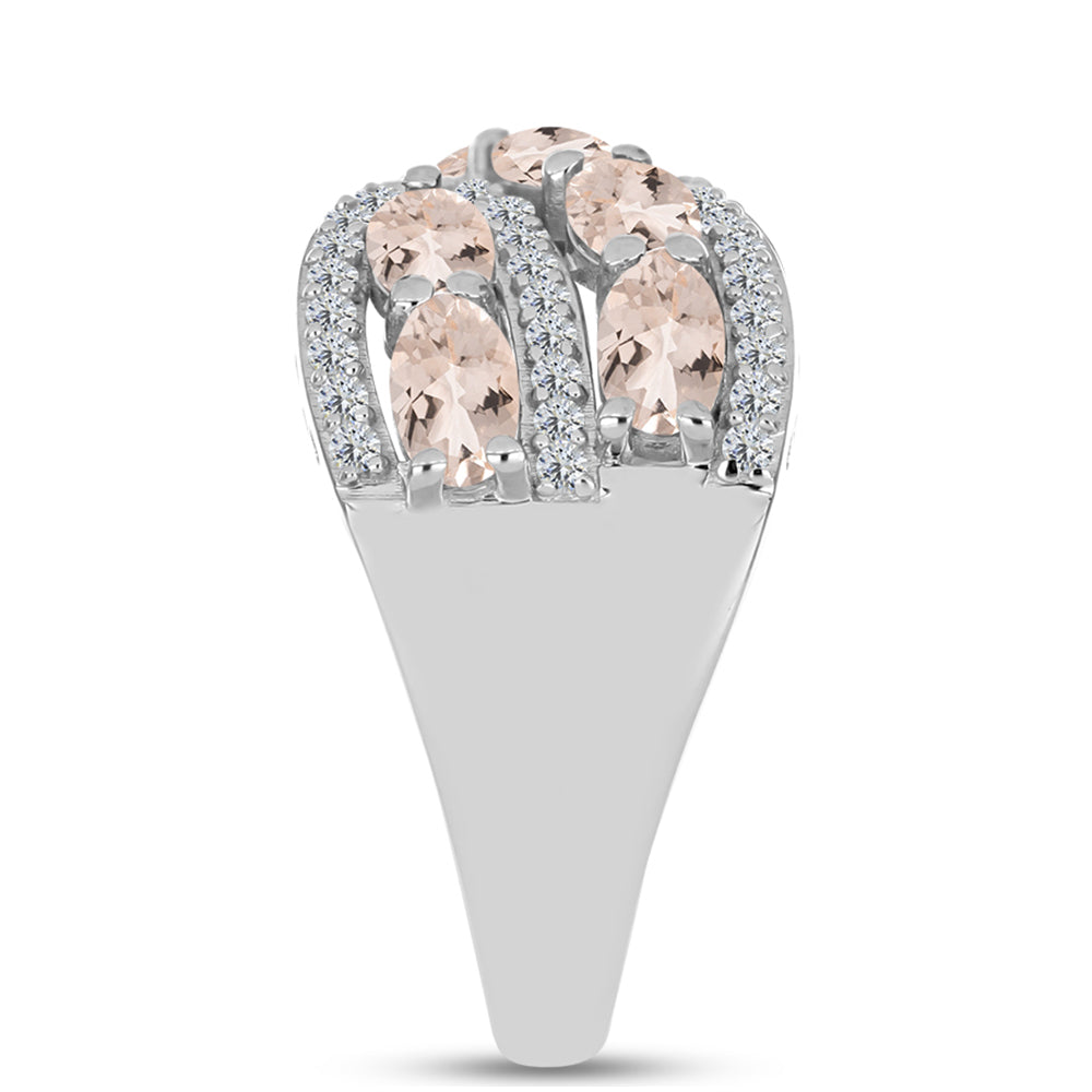 Anel de Prata com Morganita de Gozareh e Topázio Branco  Contraste: Cabeca de Veado (800) 4 