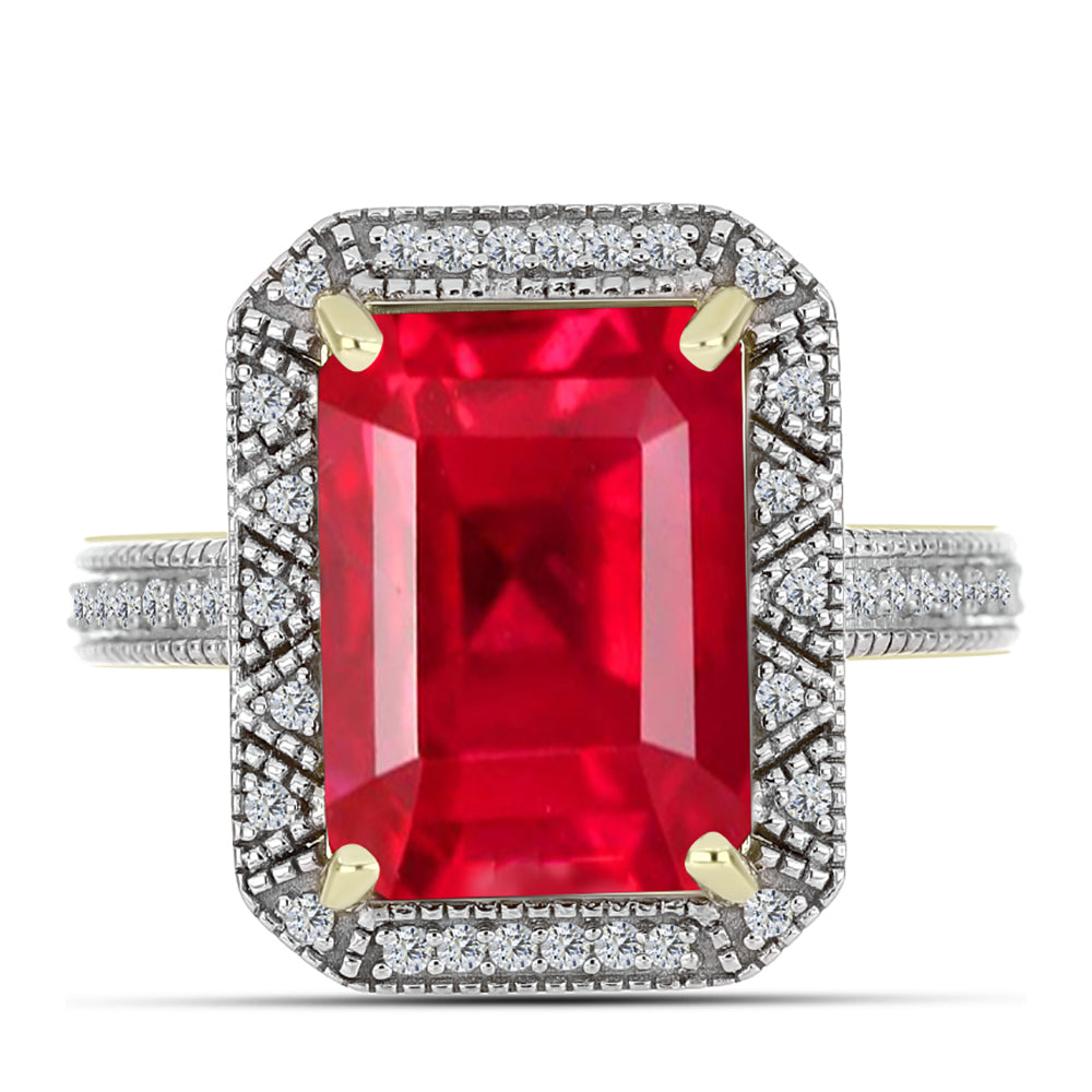 Anel de Prata com Banho de Ouro com Ágata Vermelha e Topázio Branco  Contraste: Cabeca de Veado (800)