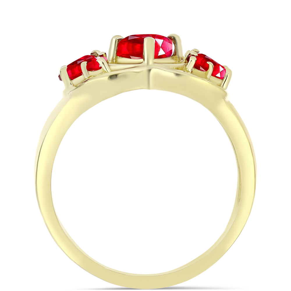 Anel de Prata com Banho de Ouro com Ágata Vermelha