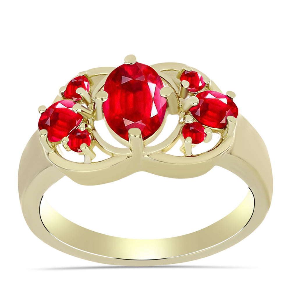 Anel de Prata com Banho de Ouro com Ágata Vermelha 3 