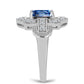 Anel de Prata com Moissanite Azul Oceano e Topázio Branco  Contraste: Cabeca de Veado (800)