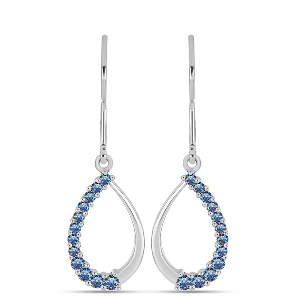 Brincos de Prata com Moissanite Azul Oceano