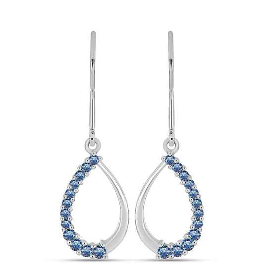 Brincos de Prata com Moissanite Azul Oceano