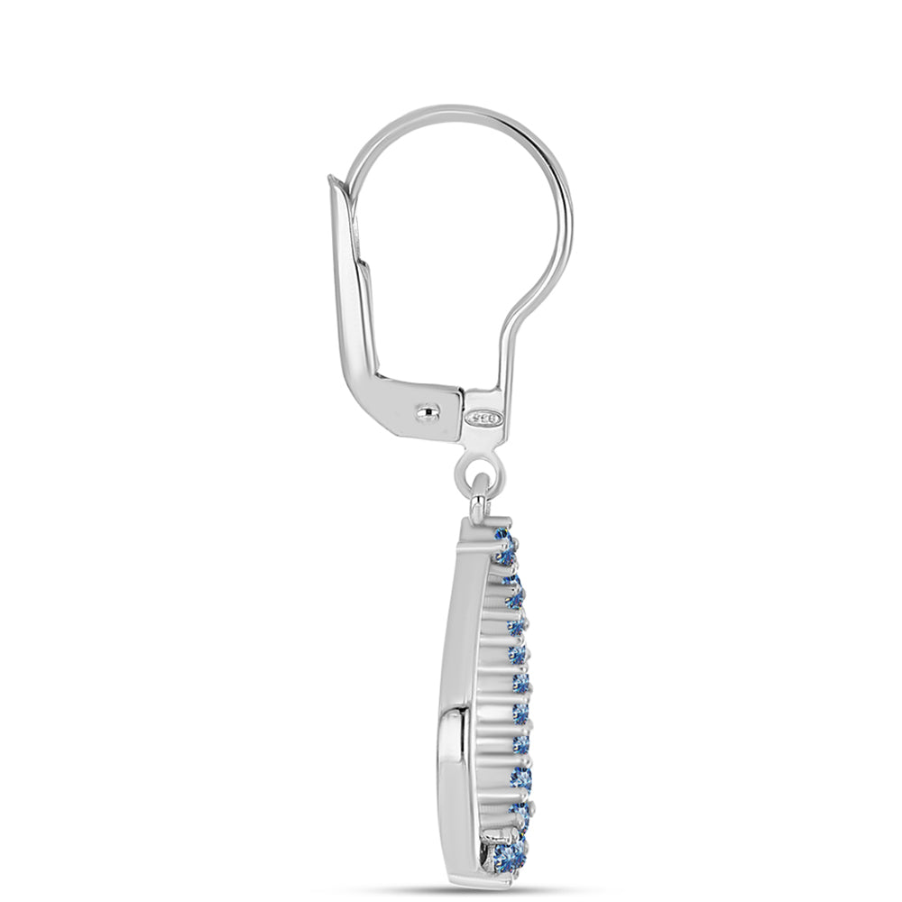 Brincos de Prata com Moissanite Azul Oceano 2 