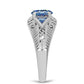 Anel de Prata com Moissanite Azul Oceano  Contraste: Cabeca de Veado (800)