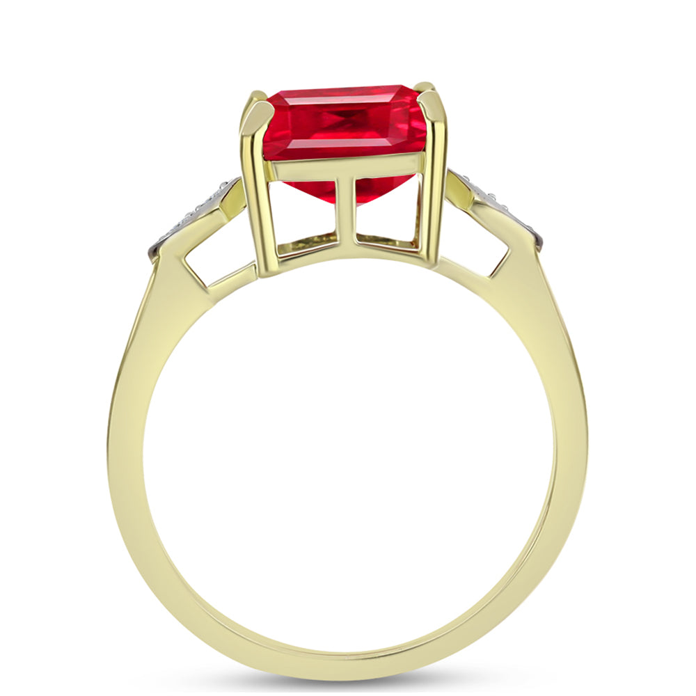 Anel de Prata com Banho de Ouro com Ágata Vermelha e Topázio Branco