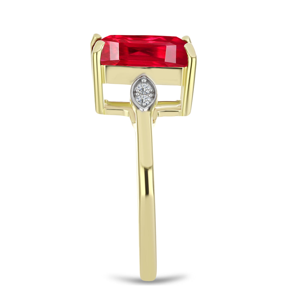 Anel de Prata com Banho de Ouro com Ágata Vermelha e Topázio Branco