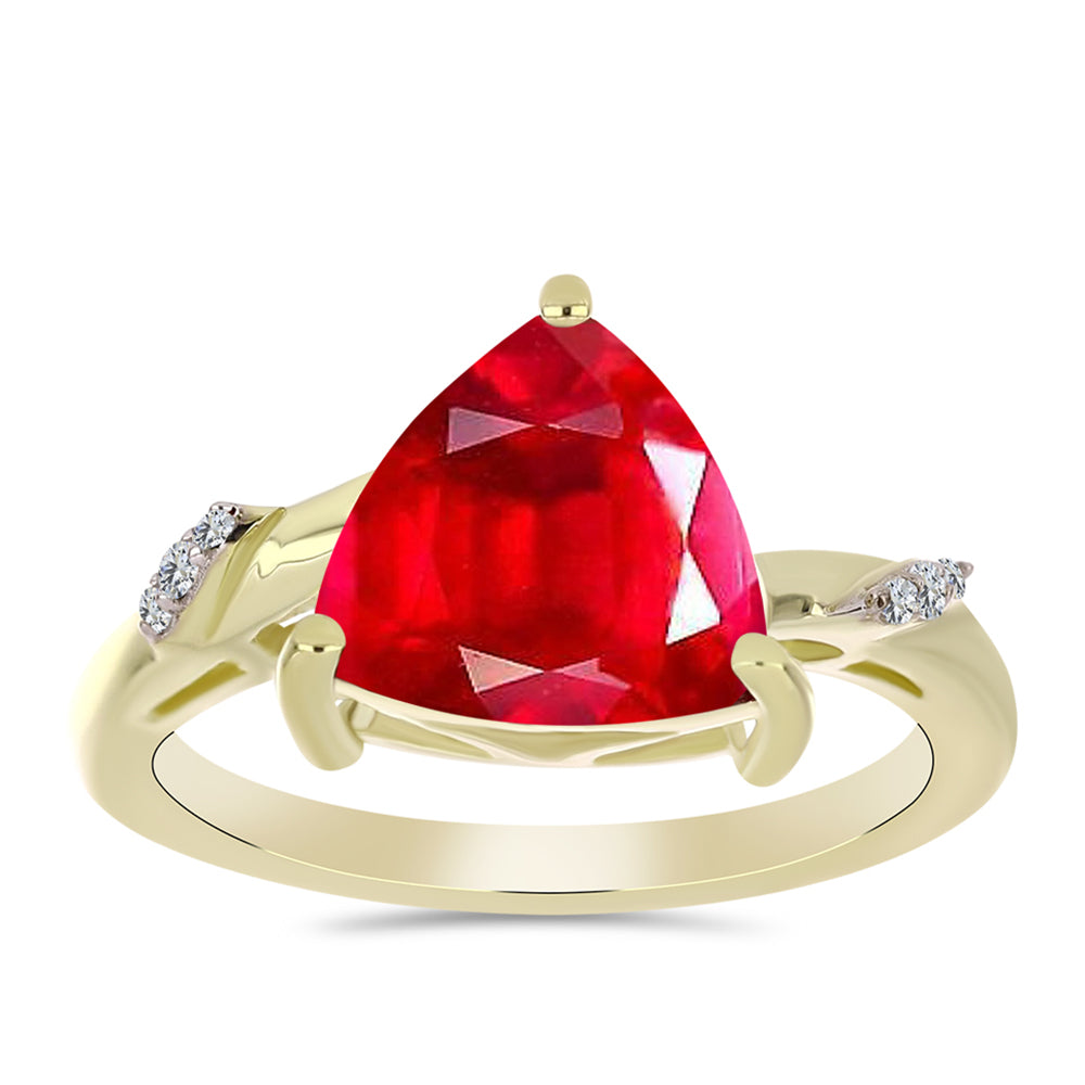 Anel de Prata com Banho de Ouro com Ágata Vermelha e Topázio Branco 3 