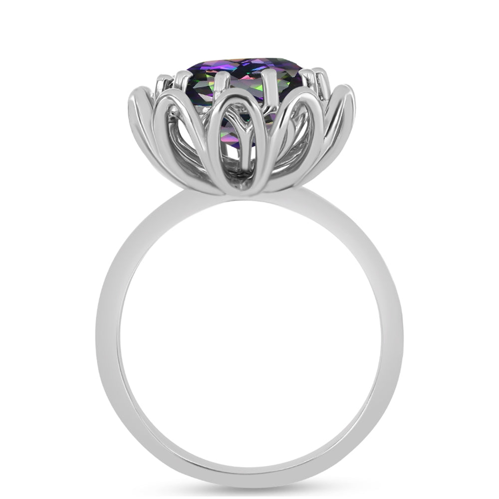 Anel de Prata com Quartzo Verde Místico do Brasil  Contraste: Cabeca de Veado (800) 2 