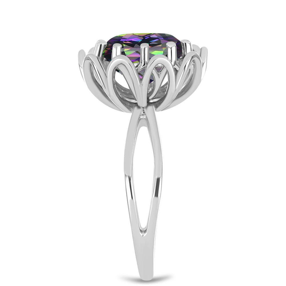 Anel de Prata com Quartzo Verde Místico do Brasil  Contraste: Cabeca de Veado (800) 4 