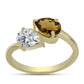 Anel de Prata com Banho de Ouro com Quartzo Cognac e Topázio Branco
