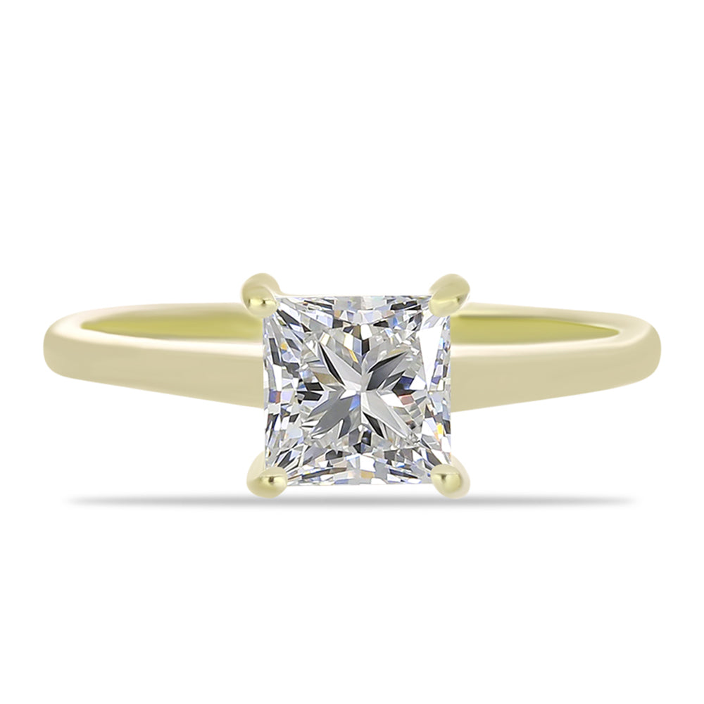 Anel de Prata com Banho de Ouro com Diamante certificado e cultivado em laboratório