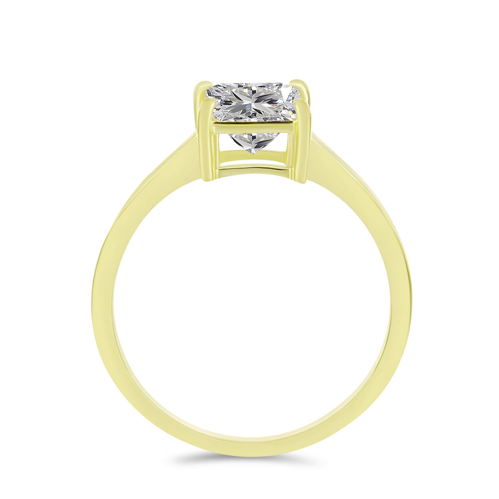 Anel de Prata com Banho de Ouro com Diamante certificado e cultivado em laboratório