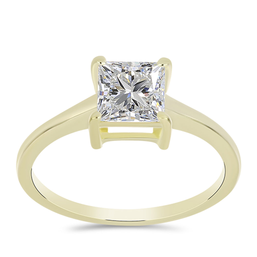 Anel de Prata com Banho de Ouro com Diamante certificado e cultivado em laboratório