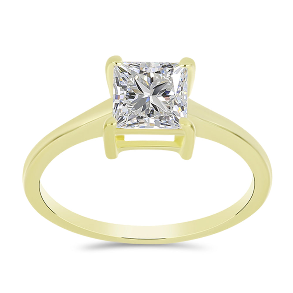 Anel de Prata com Banho de Ouro com Diamante certificado e cultivado em laboratório 7 