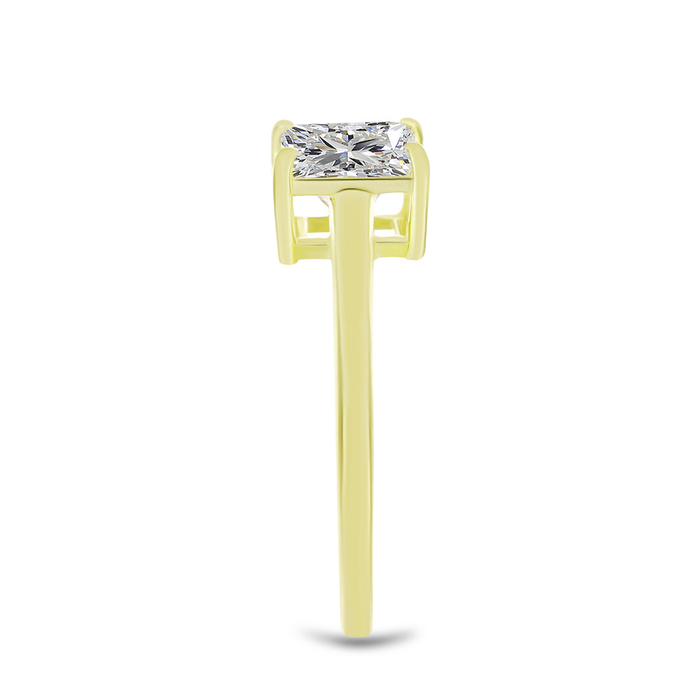 Anel de Prata com Banho de Ouro com Diamante certificado e cultivado em laboratório 8 