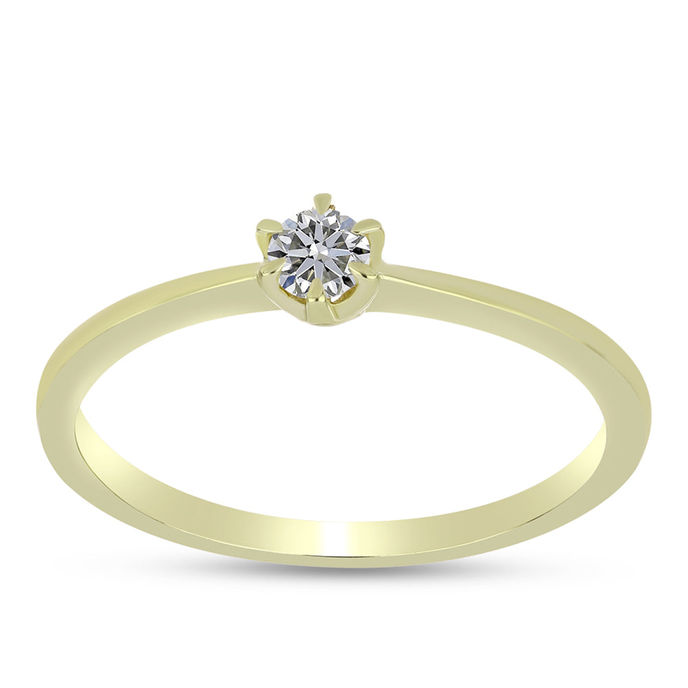 Anel de Prata com Banho de Ouro com Diamante certificado e cultivado em laboratório 3 