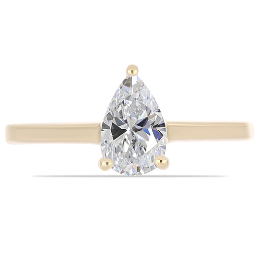 Anel de Prata com Banho de Ouro com Diamante certificado e cultivado em laboratório