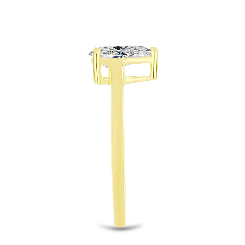 Anel de Prata com Banho de Ouro com Diamante certificado e cultivado em laboratório