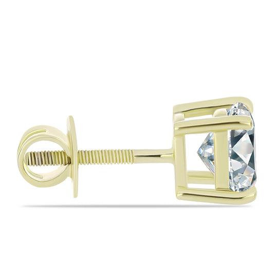 Brincos de Prata com Banho de Ouro com Diamante certificado e cultivado em laboratório