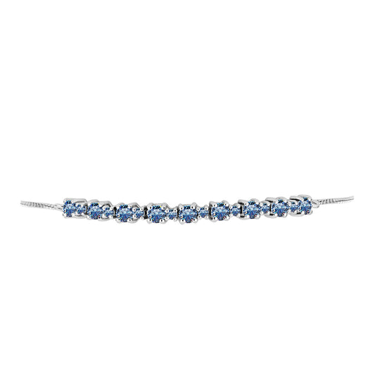 Pulseira de Prata com Moissanite Azul Oceano  Contraste: Cabeca de Veado (800)