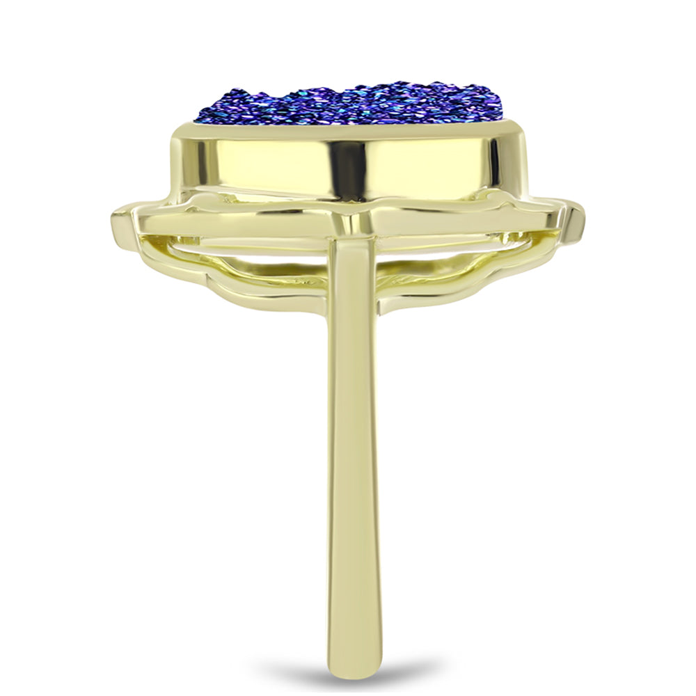 Anel de Prata com Banho de Ouro com Drusy Roxo  Contraste: Cabeca de Veado (800) 4 