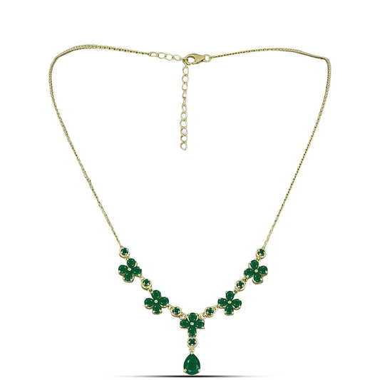Colar de Prata com Banho de Ouro com Ágata Verde  Contraste: Cabeca de Veado (800)